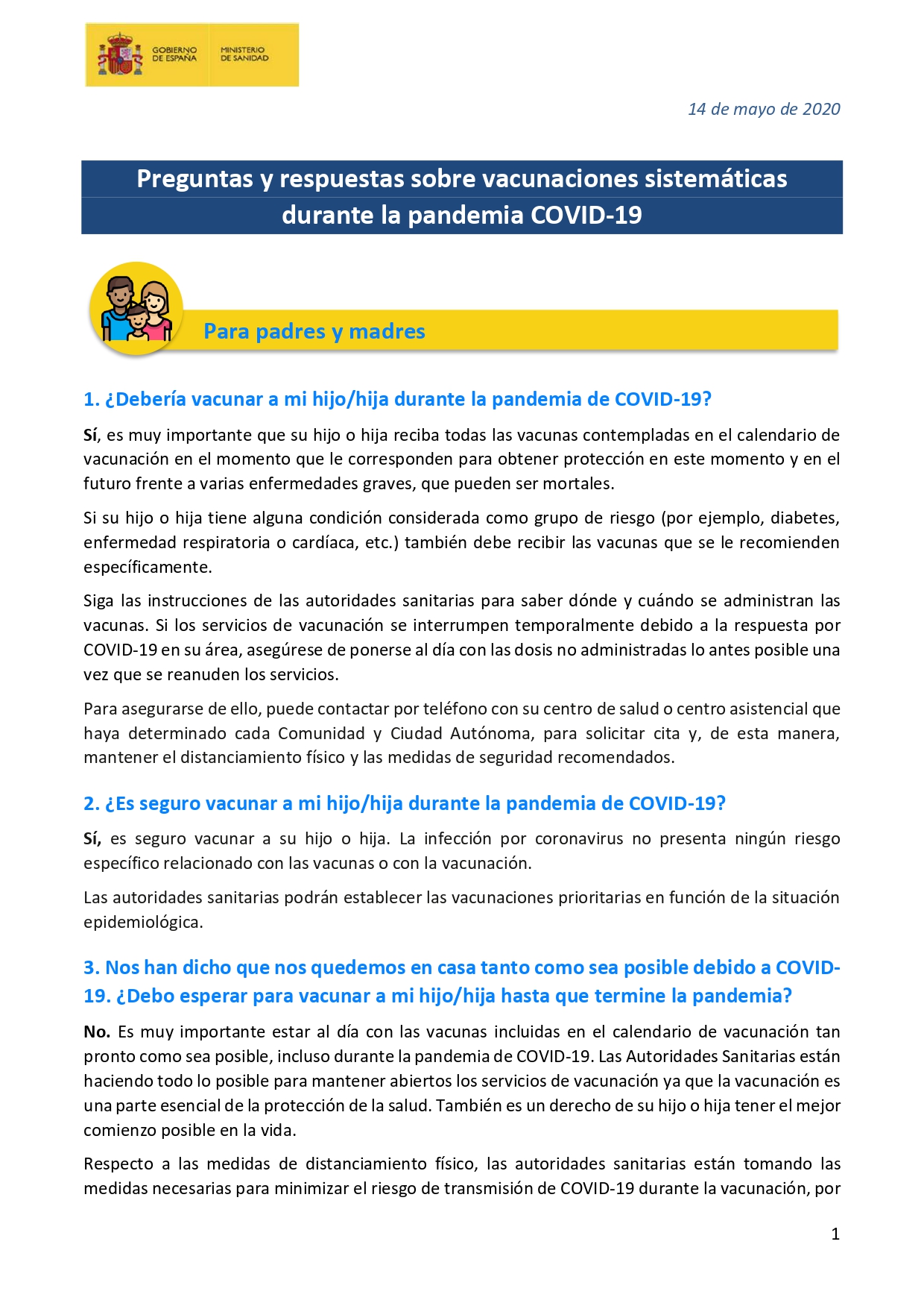 Vacunaci&oacute;n durante estado de alarma