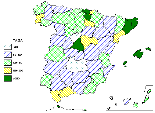 Tasa de infecci&oacute;n en el mapa nacional
