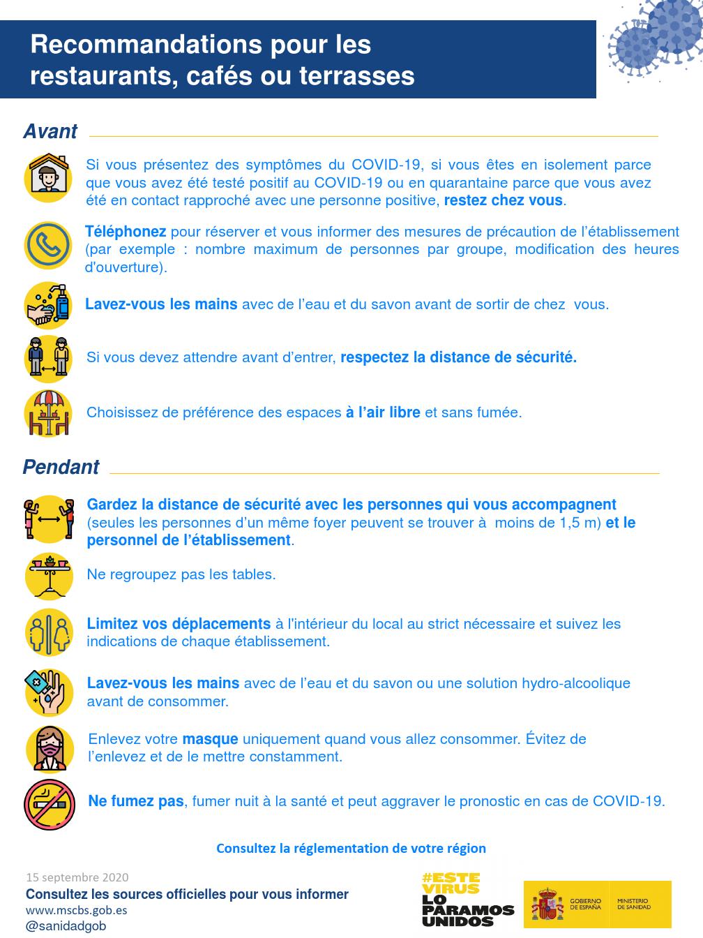 Recommandations pour les restaurants, caf&eacute;s ou terrasses