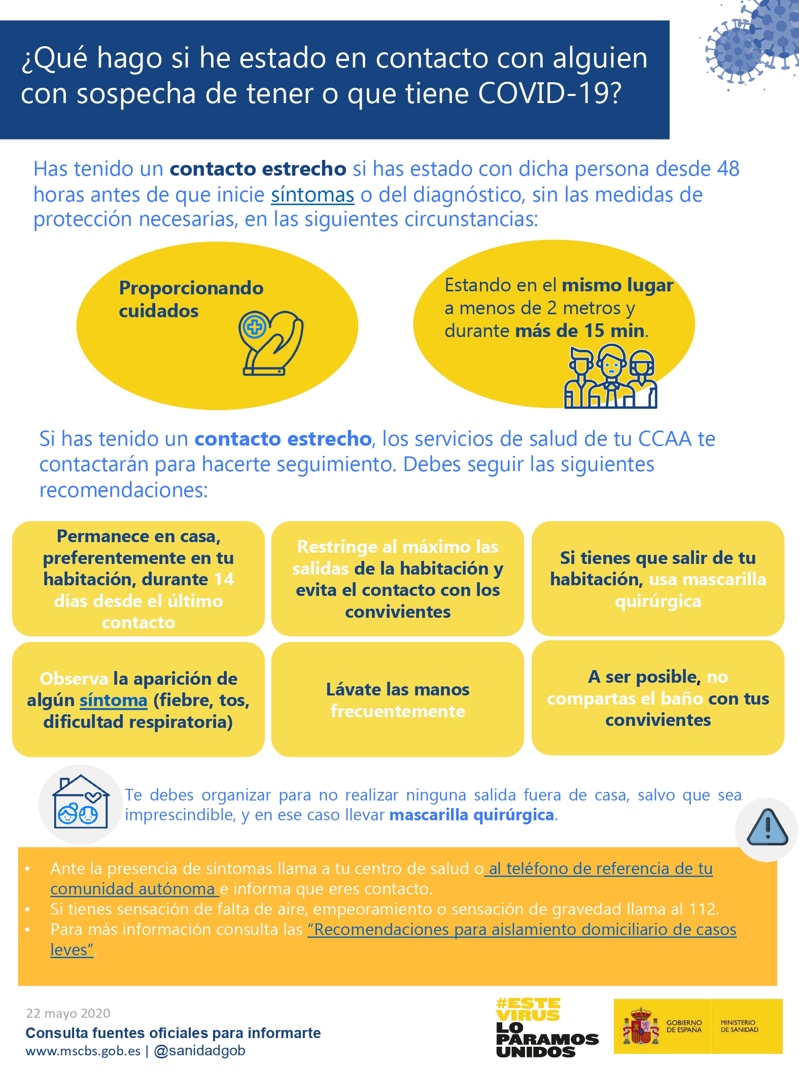 Si tienes s&iacute;ntomas, a&iacute;slate