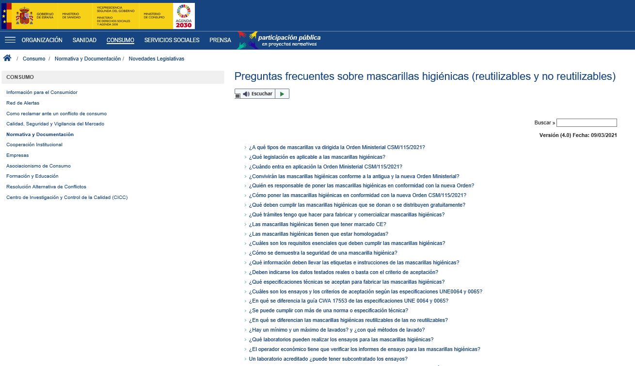 Preguntas frecuentes sobre mascarillas higi&eacute;nicas (reutilizables o no reutilizables)