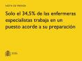 13/01/2025 - Solo el 34,5% de las enfermeras especialistas trabaja en un puesto acorde a su preparación