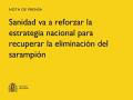 27/01/2026 - Sanidad va a reforzar la estrategia nacional para recuperar la eliminación del sarampión