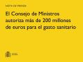 27/05/2025 - El Consejo de Ministros autoriza más de 200 millones de euros para el gasto sanitario