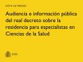 01/07/2026 - Sanidad abre a audiencia pública la reforma que limita las guardias, mejora los descansos y actualiza las retribuciones de los residentes