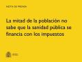 03/10/2024 - La mitad de la población no sabe que la sanidad pública se financia con los impuestos