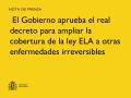 28/10/2025 - El Gobierno aprueba el real decreto para ampliar la cobertura de la ley ELA a otras enfermedades irreversibles