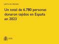26/11/2024 - Un total de 6.780 personas donaron tejidos en España en 2023