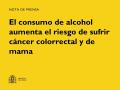 15/11/2024 - El consumo de alcohol aumenta el riesgo de sufrir cáncer colorrectal y de mama