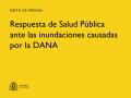 05/11/2024 - Sanidad realizará vigilancia epidemiológica diaria para detectar de forma precoz casos de infección causados por la DANA