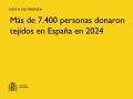 24/11/2025 - Más de 7.400 personas donaron tejidos en España en 2024