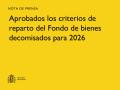 18/11/2025 - Aprobados los criterios de reparto del Fondo de bienes decomisados para 2026