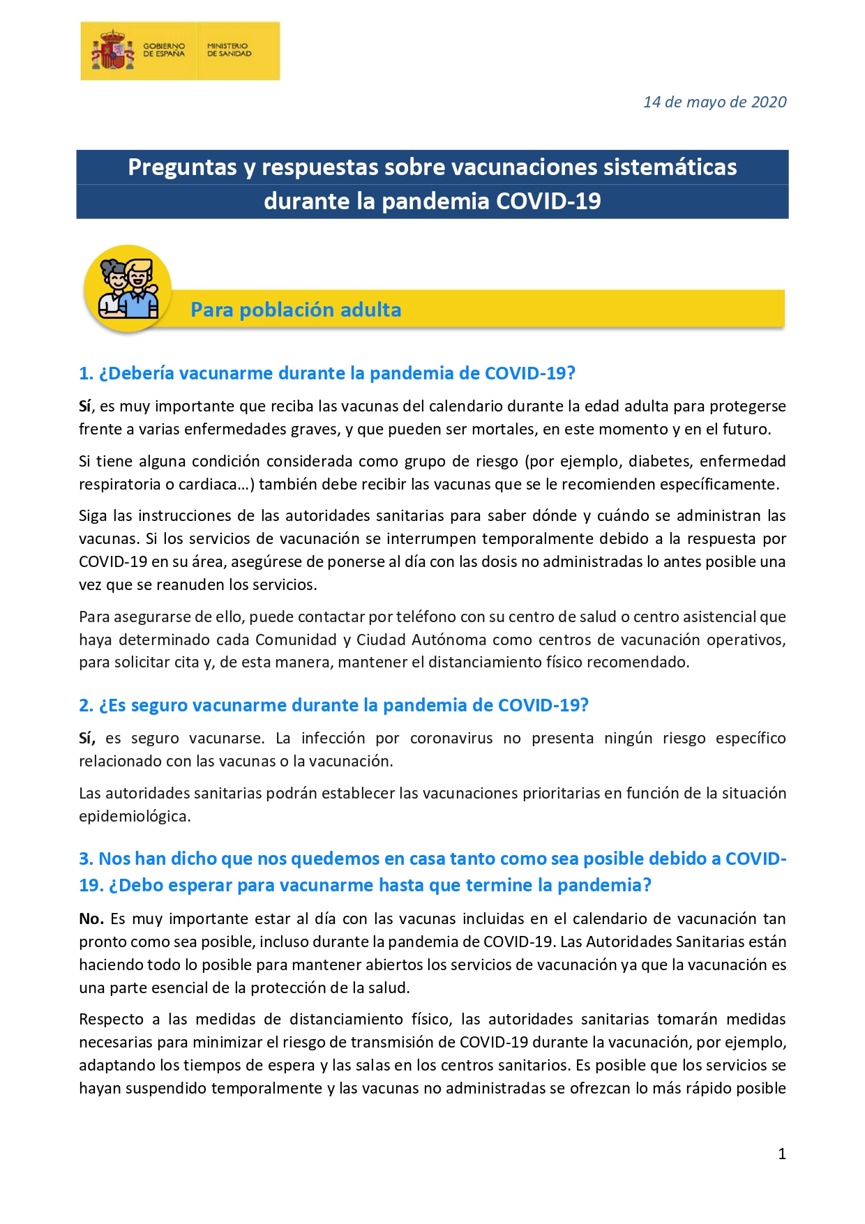 Vacunaci&oacute;n durante estado de alarma