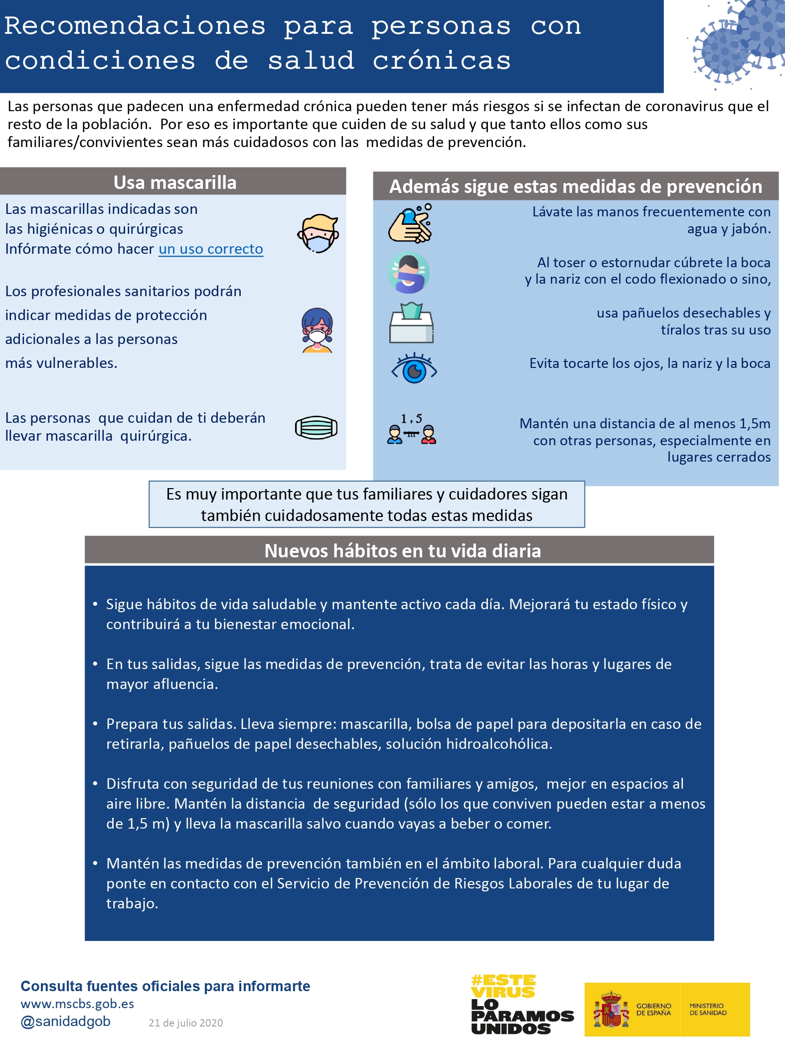Recomendaciones para personas con condiciones de salud cr&oacute;nicas