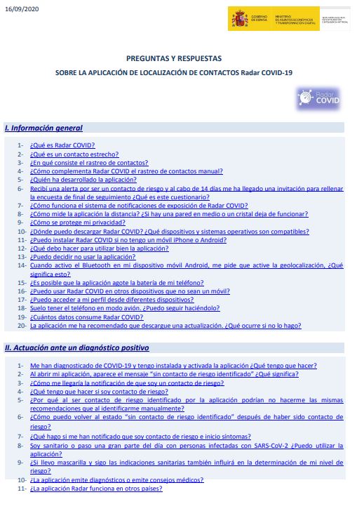 Preguntas y respuestas sobre Radar COVID-19