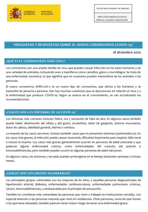 Preguntas y respuestas sobre COVID-19